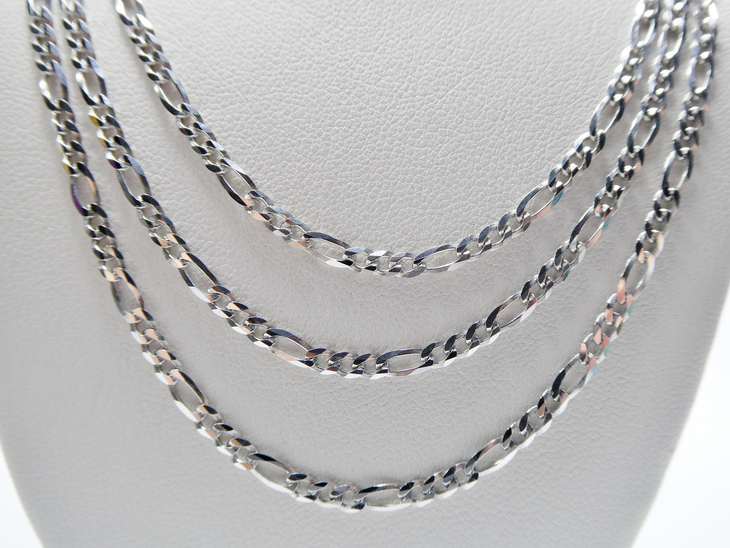 real 925 sterling silver 2.8mm Italian figaro solid chain lobster lock clasp