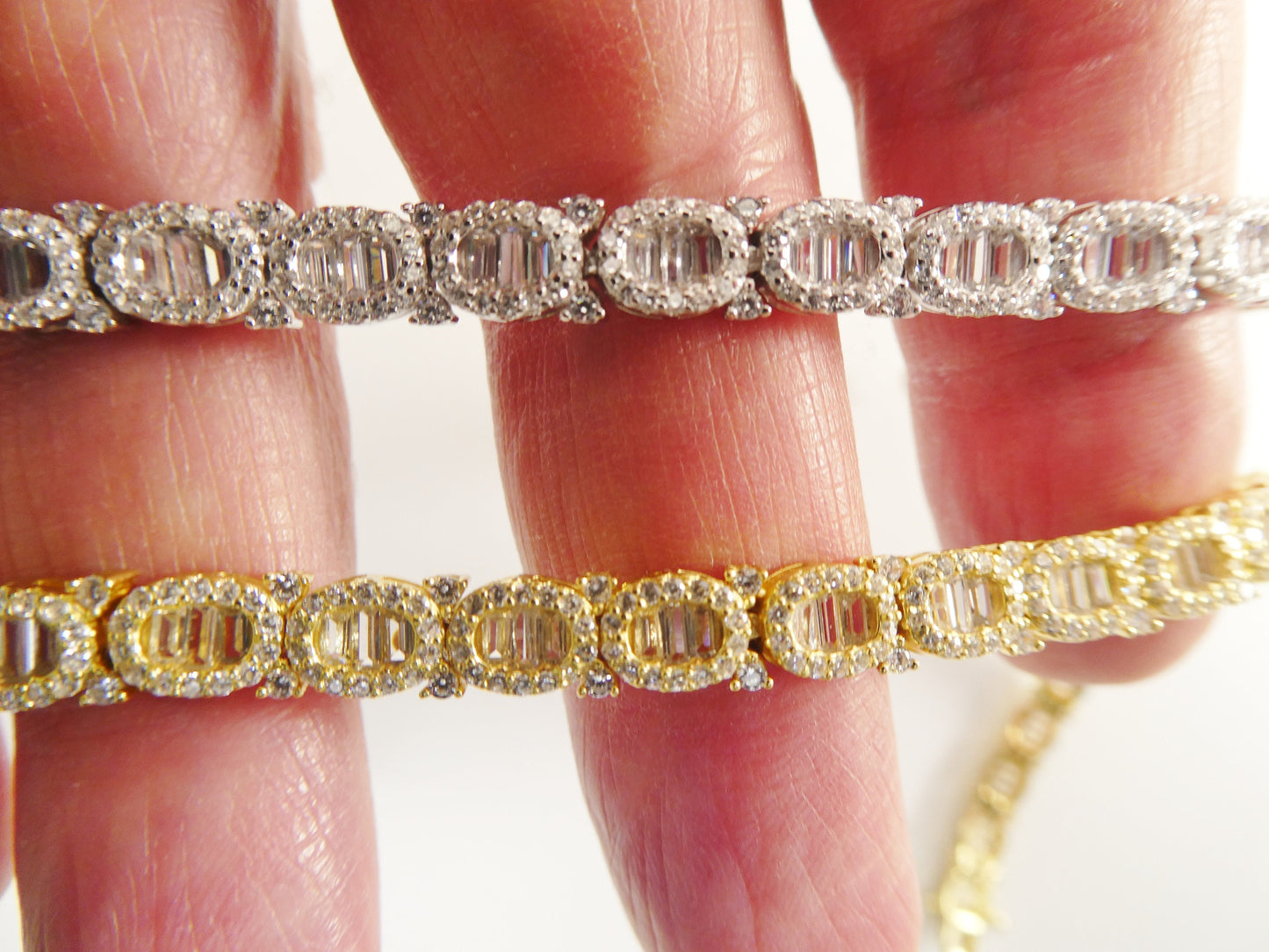 7 inch tennis style real 925 sterling silver 14k gold color finish bracelet