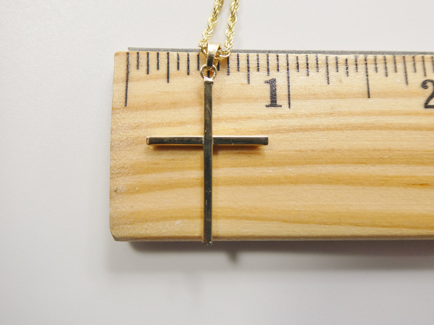 14k real solid yellow gold super polish cross pendent and robe necklace