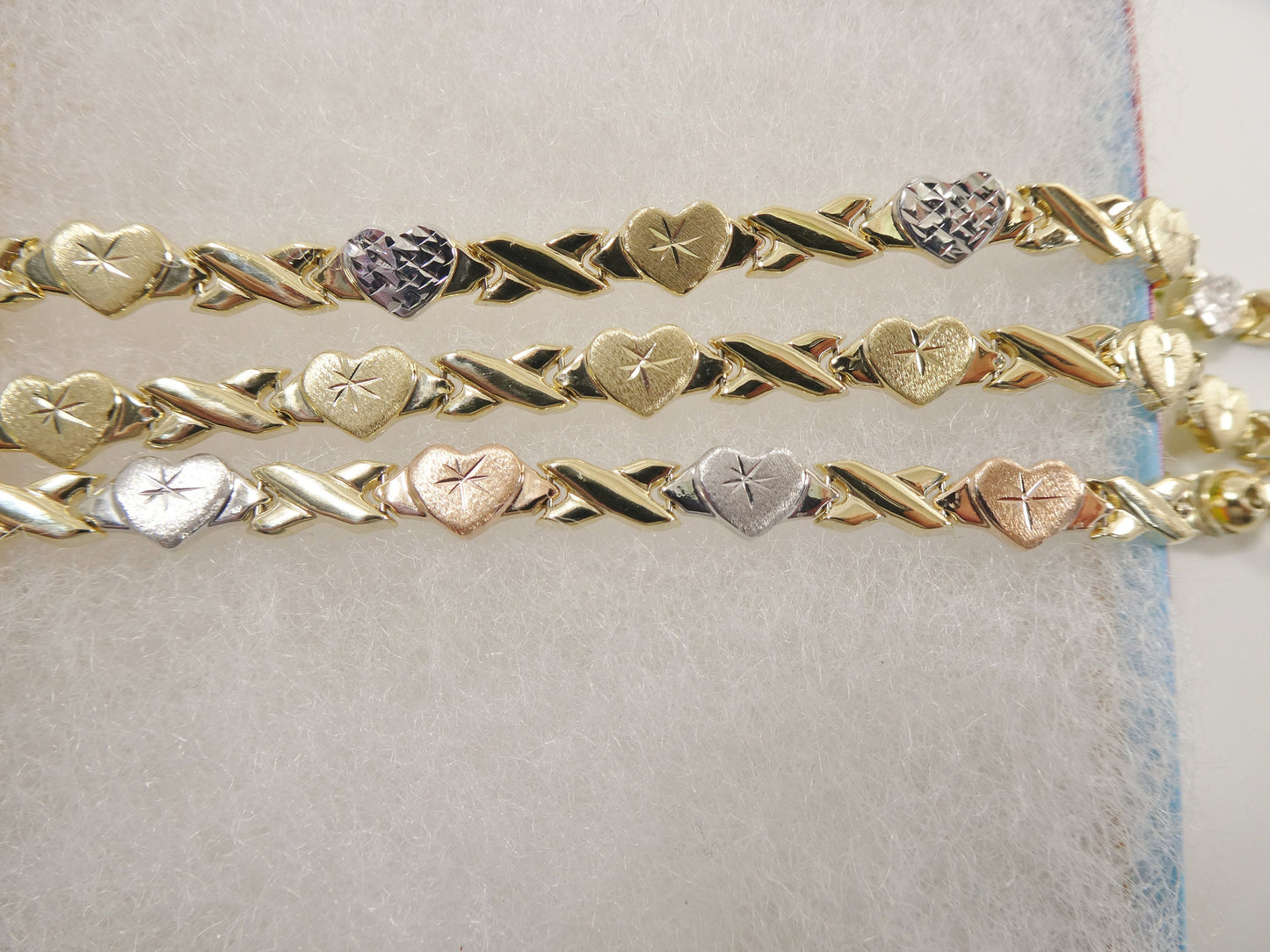 10k real solid yellow gold xo heart 7 inch bracelet