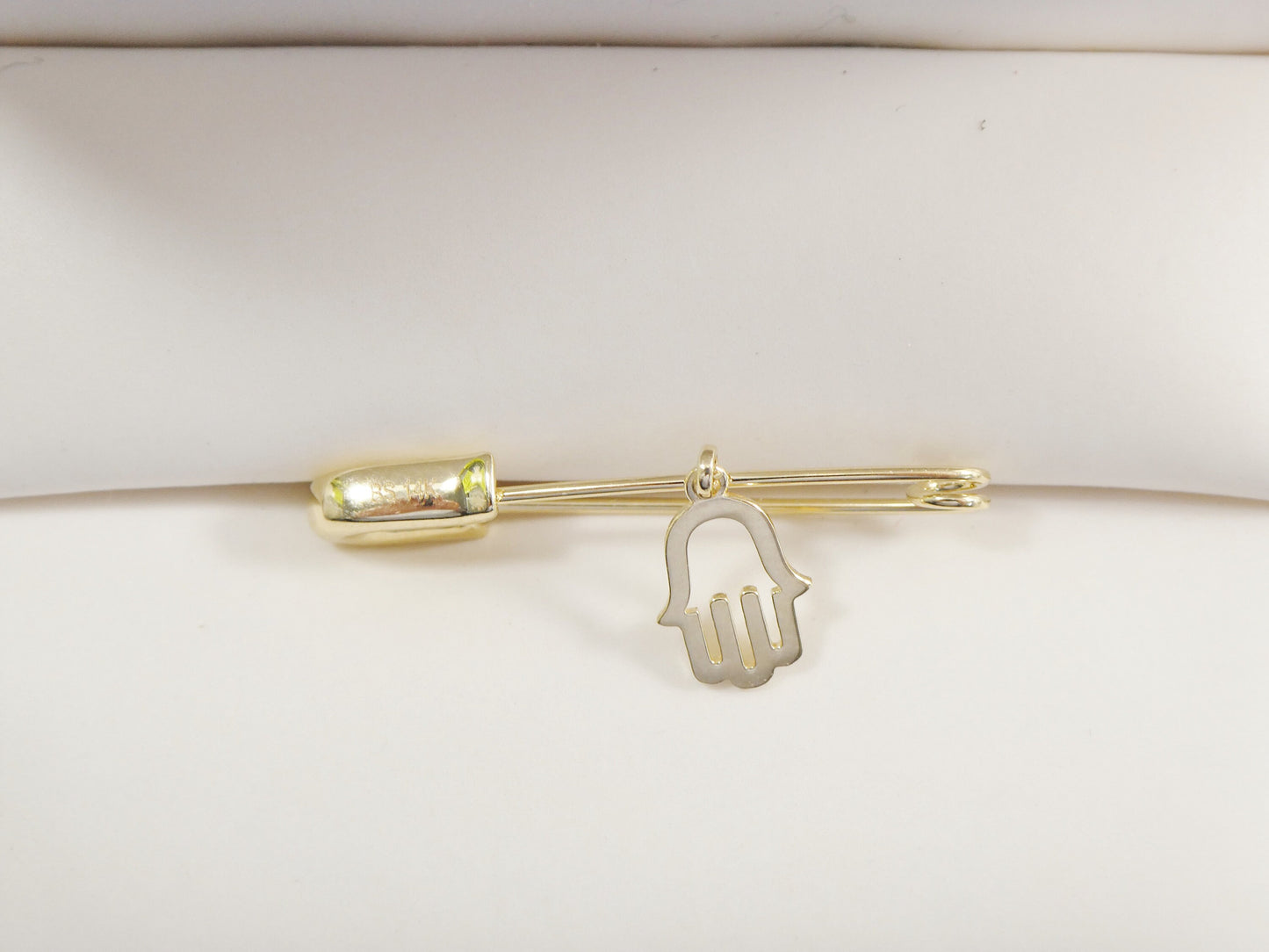 14k real solid yellow gold new born hamsa pin brooches
