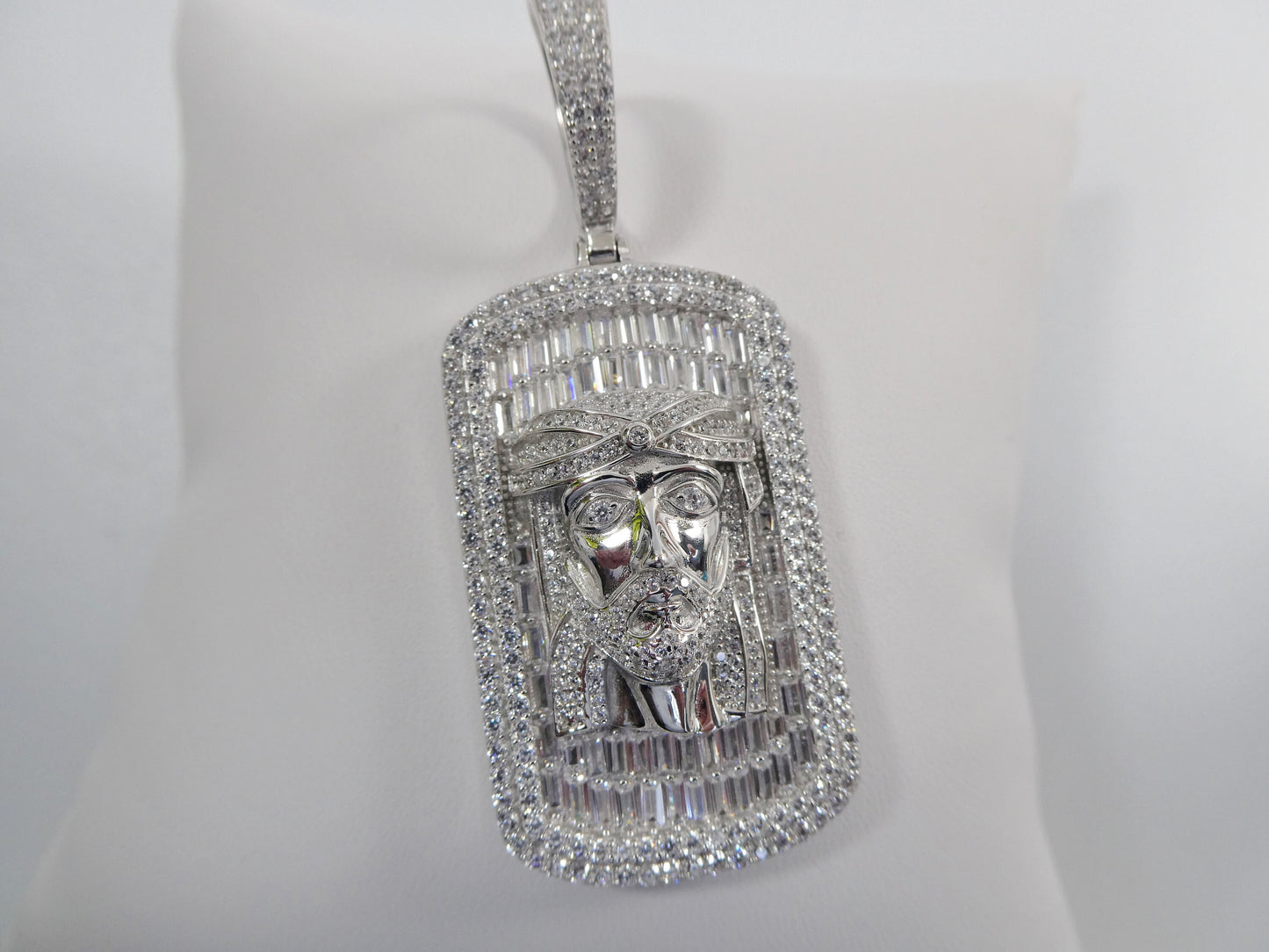 real 925 sterling silver large Jesus head medallion pendent