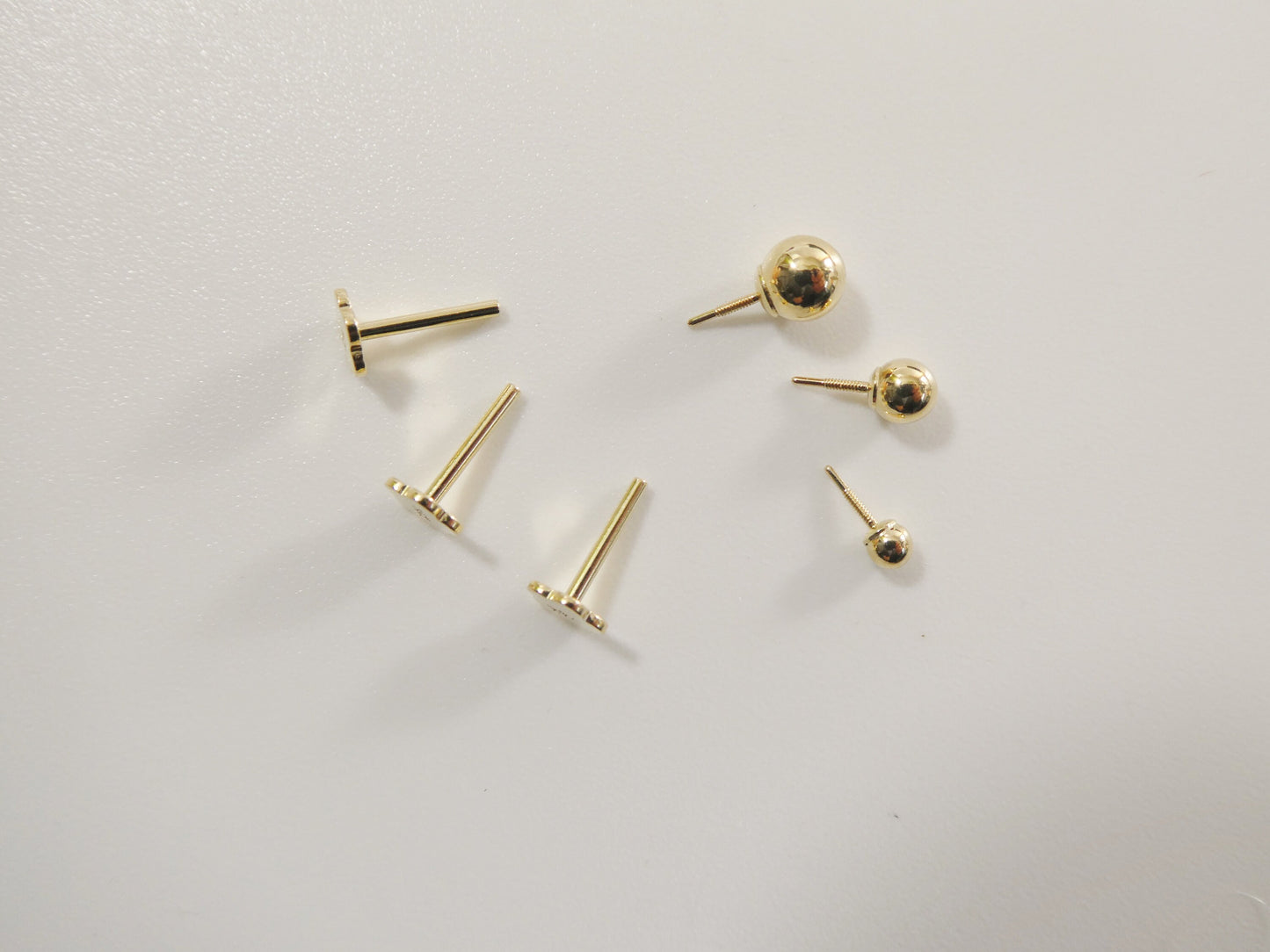 2MM/3mm/4mm 14k real solid yellow gold ball cartilage flat screw back piercing