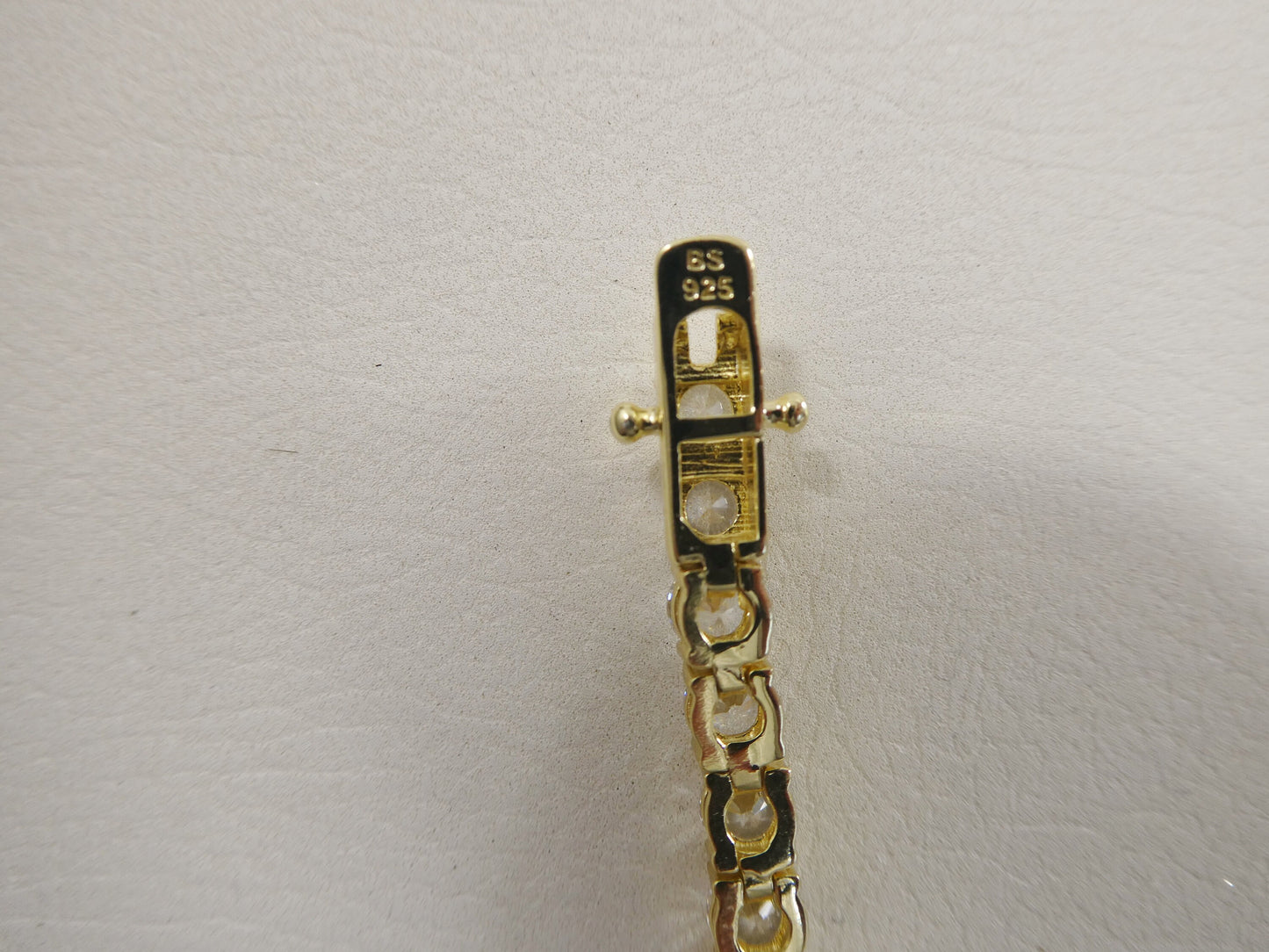 real 925 sterling silver 2.5MM 6.5 INCH tennis bracelet 14k yellow gold finish