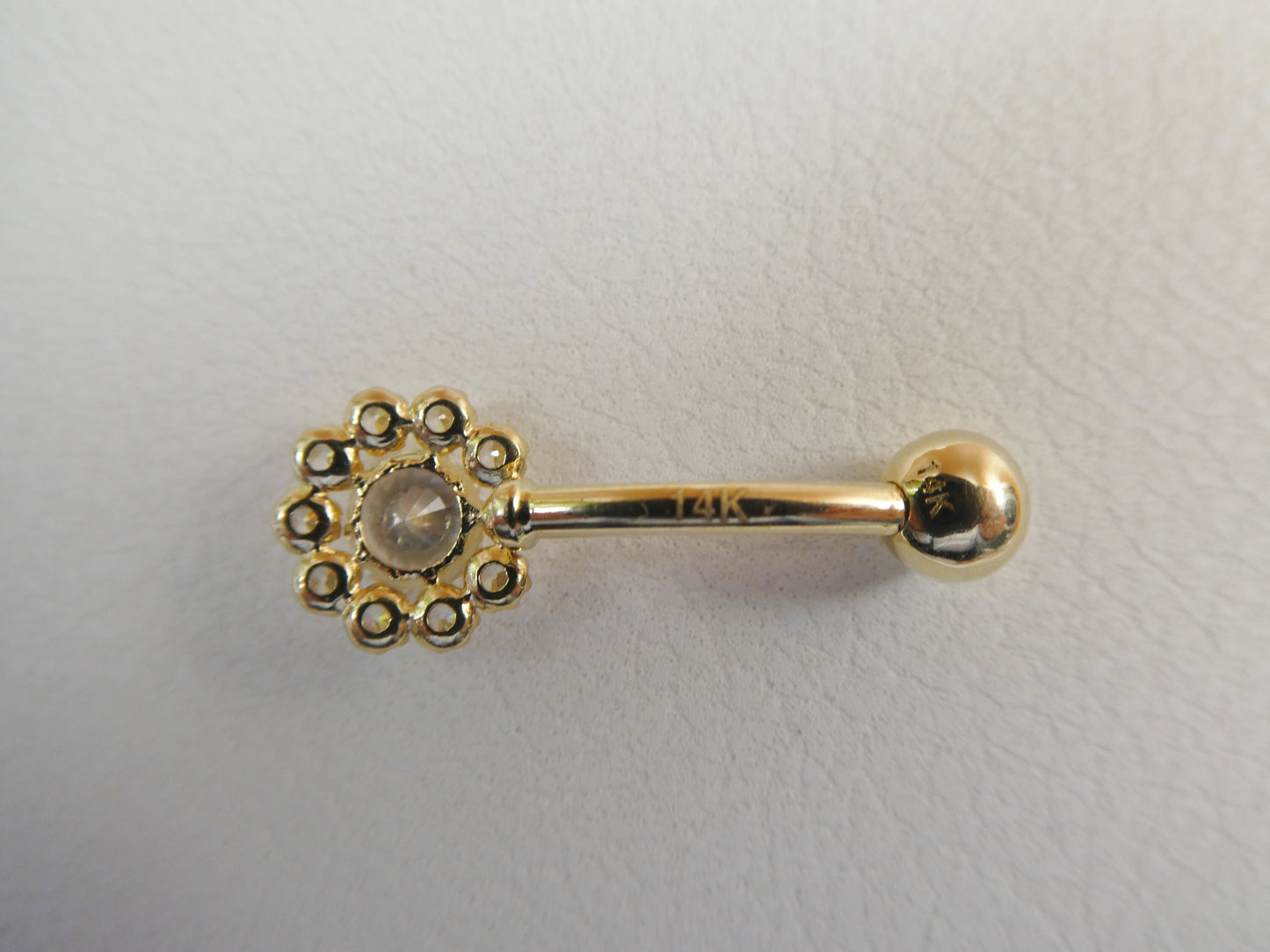 14k real solid yellow gold birthstone color center belly button ring piercing