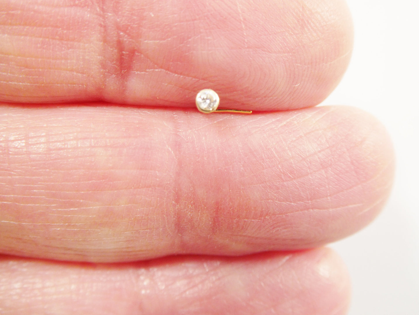 14k real solid yellow gold L SHAPE stud nose ring