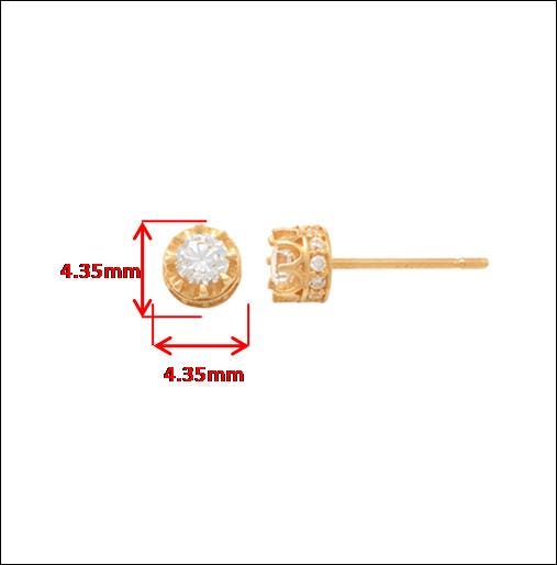 real 10k solid yellow gold small crown style push post circle stud earrings