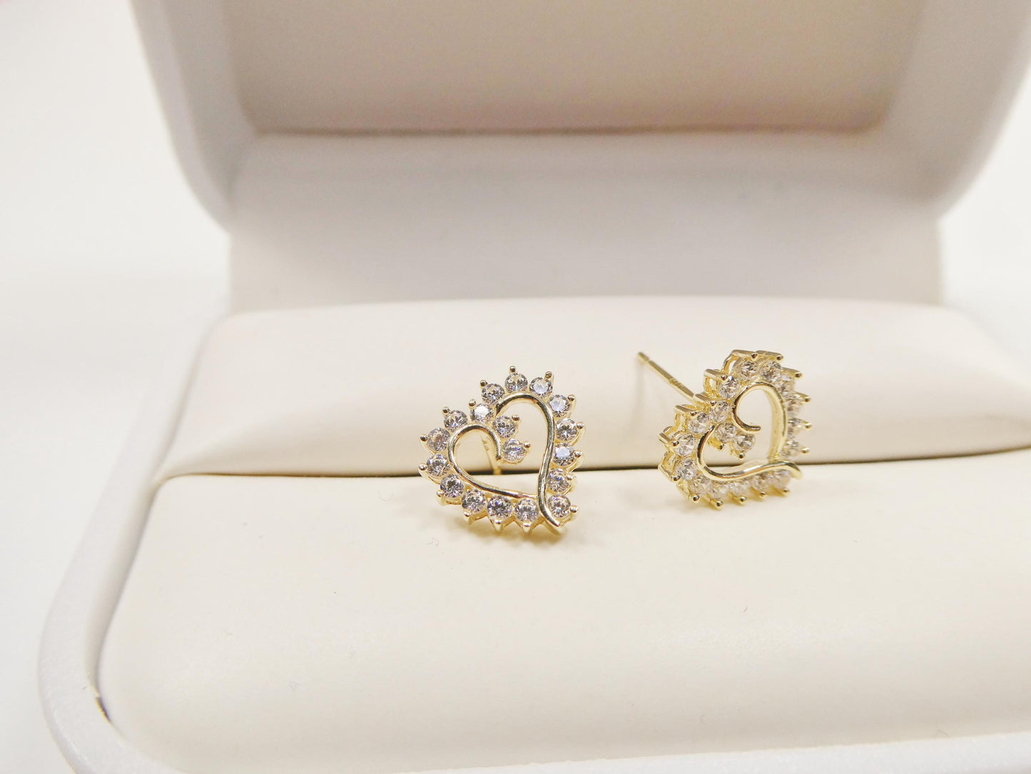10k real solid gold heart micro fave setting push back earrings
