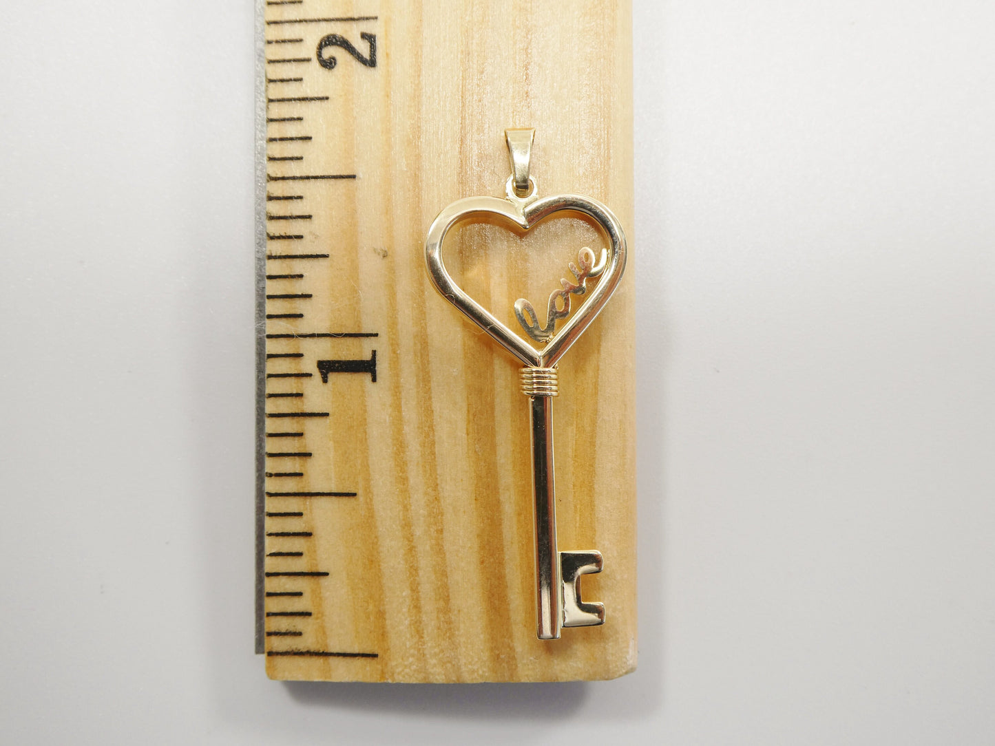 women's 14k real solid yellow gold love key charm