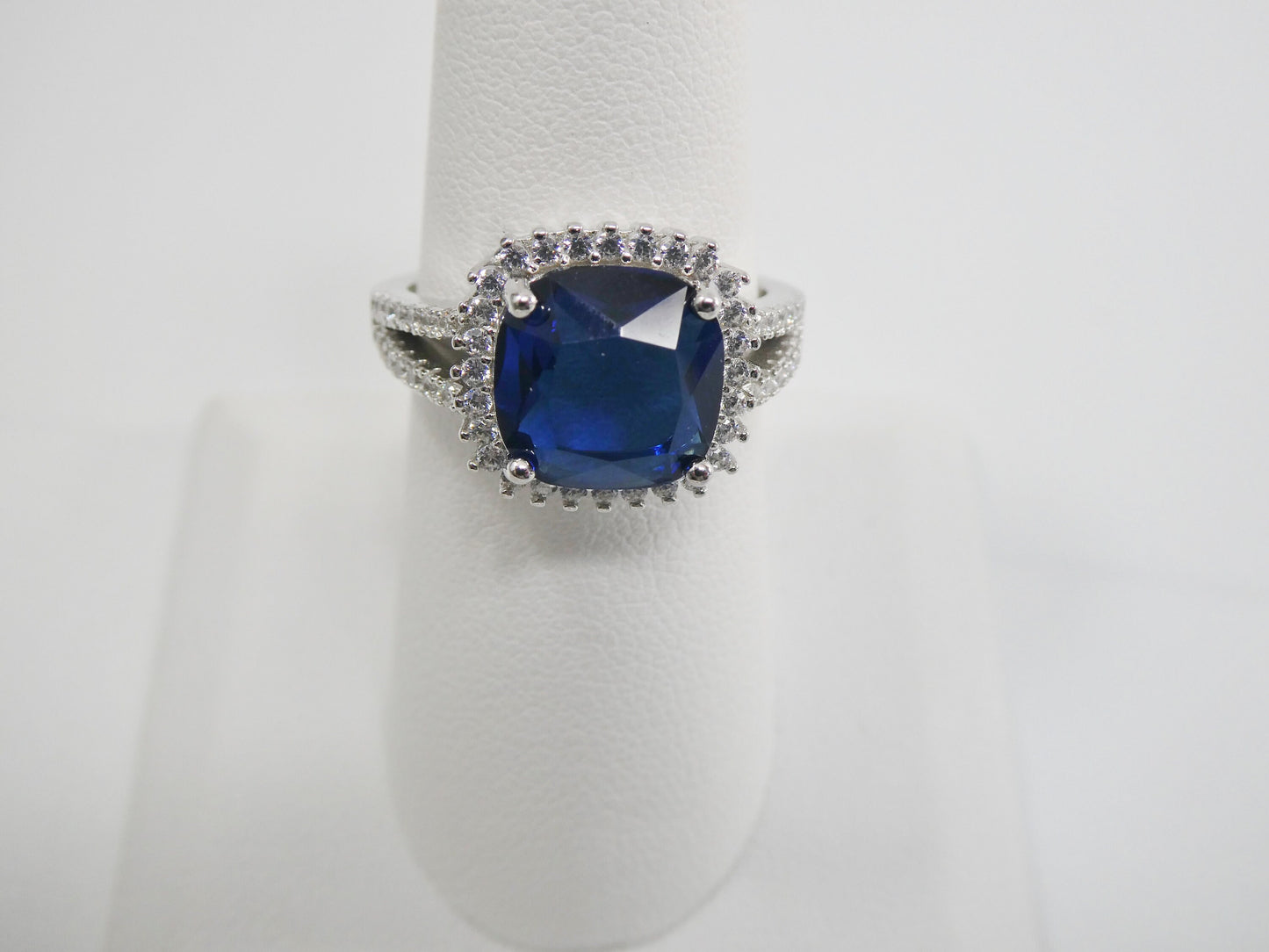 real 925 sterling silver square blue stone color ladies ring