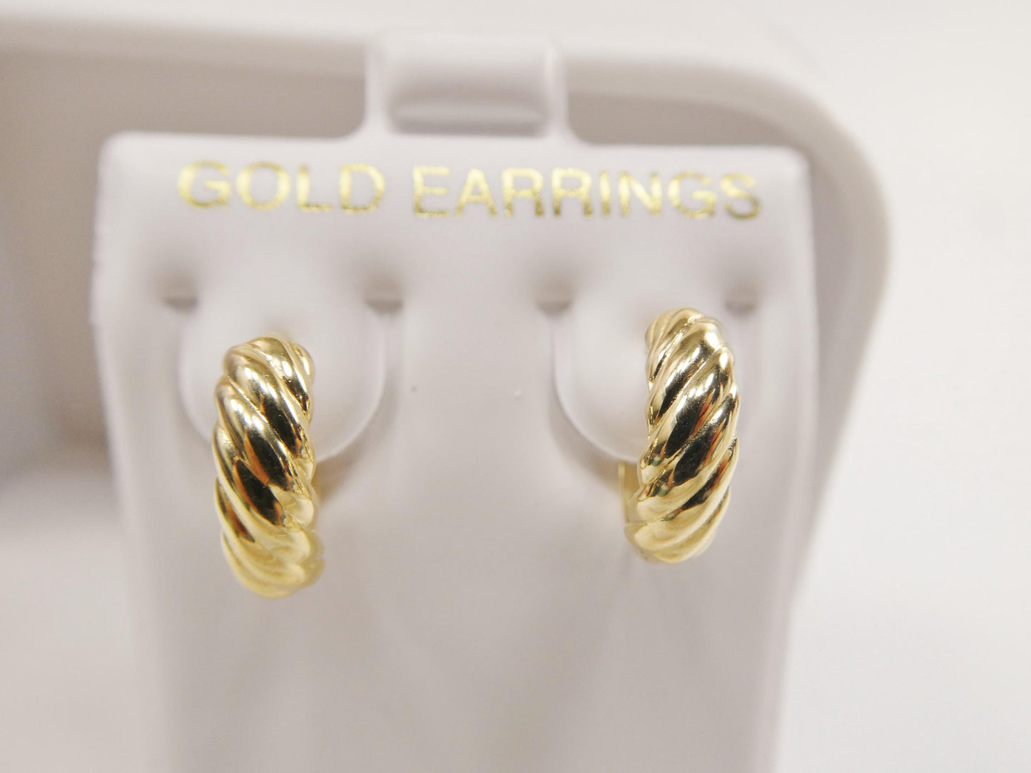 real 10k solid yellow gold designer hoop huggie earring