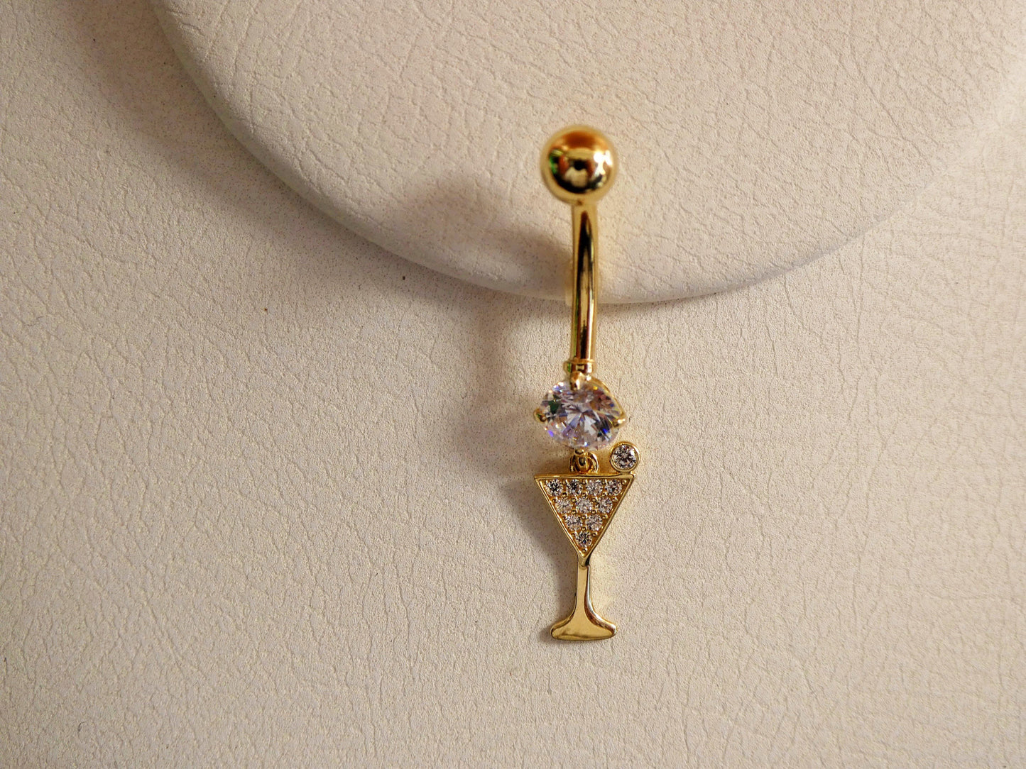 14k real solid yellow gold wine cup belly button ring piercing