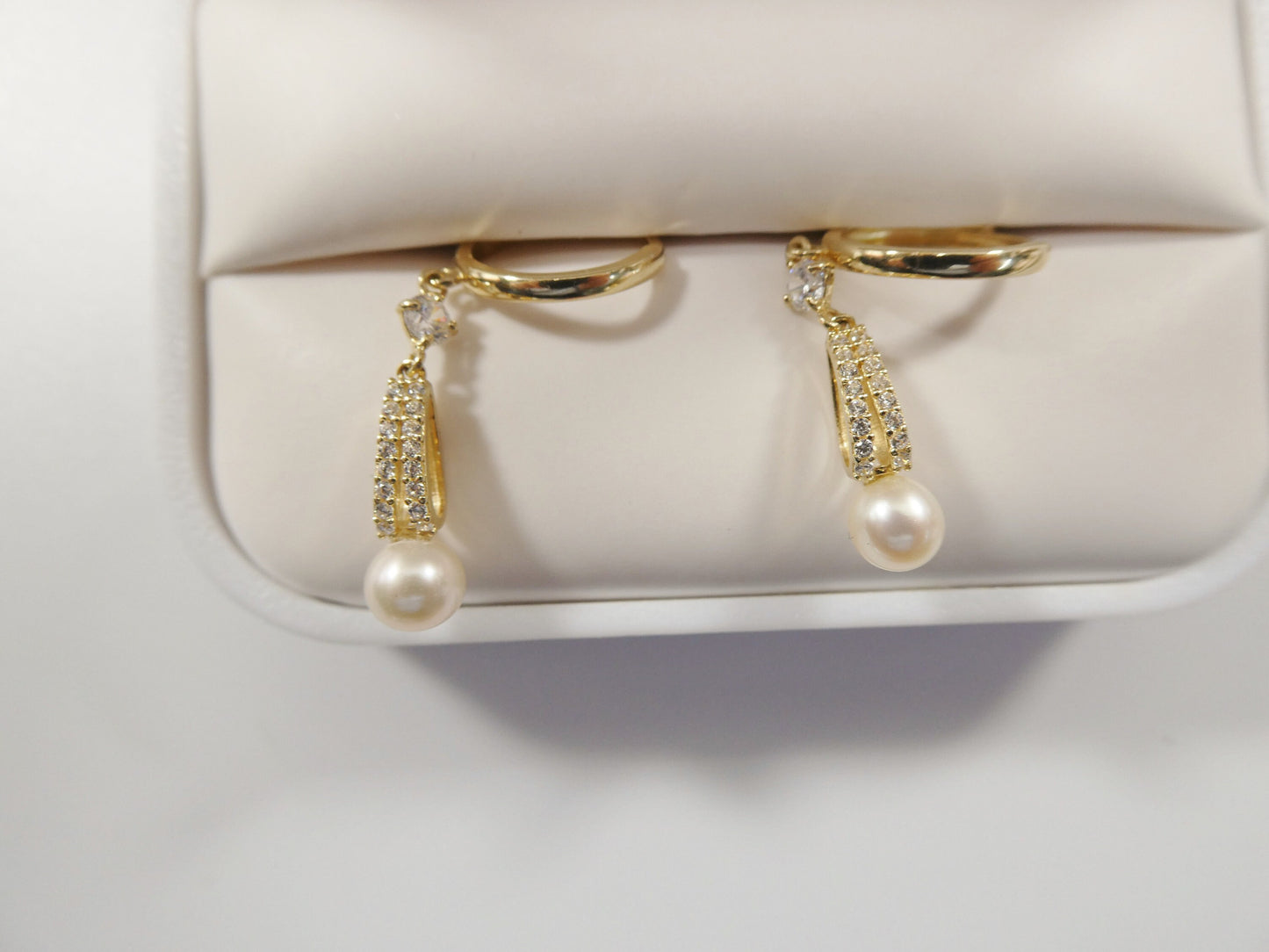 14k real solid yellow gold dropping real water fresh pearl earring