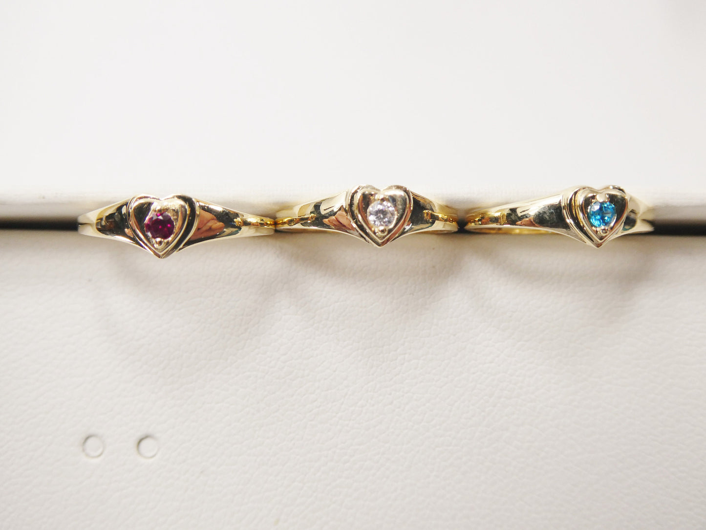 10k solid yellow gold baby children heart shaped color stone ring