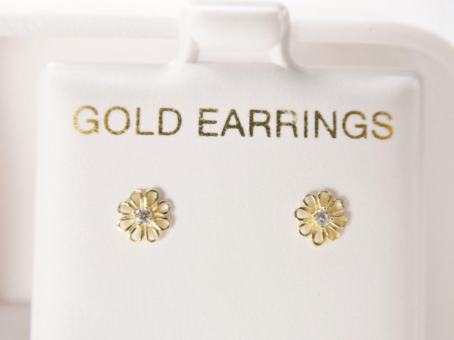 10k real solid yellow gold small flower push back earring
