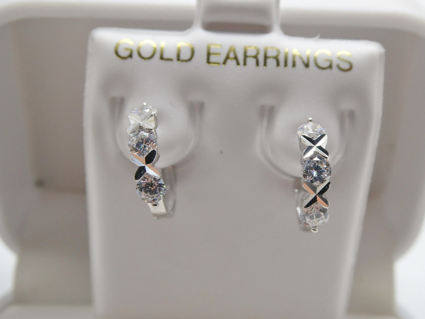 real 10k solid yellow gold XO hoop huggie earrings