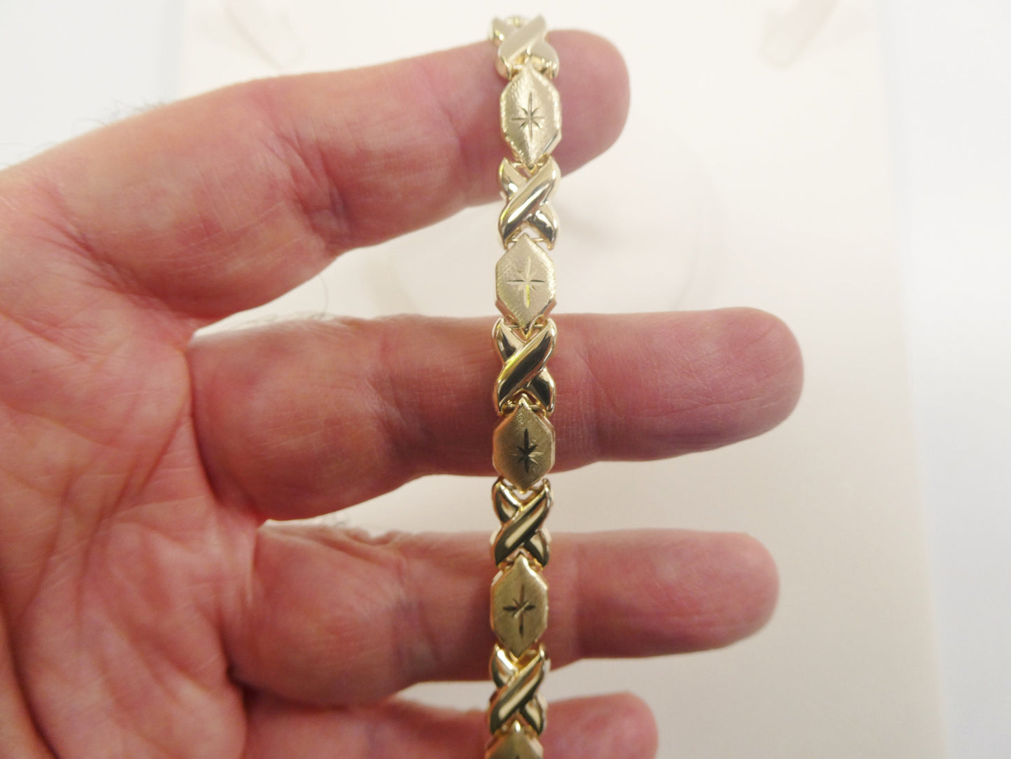 real 10k solid yellow gold xoxo hugs and kisses 7 inch and 8 inch stampato bracelet