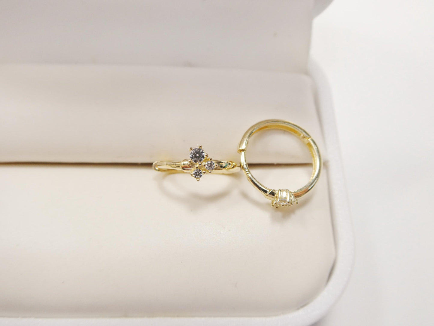 real 10k solid yellow gold designer hoop huggie earrings