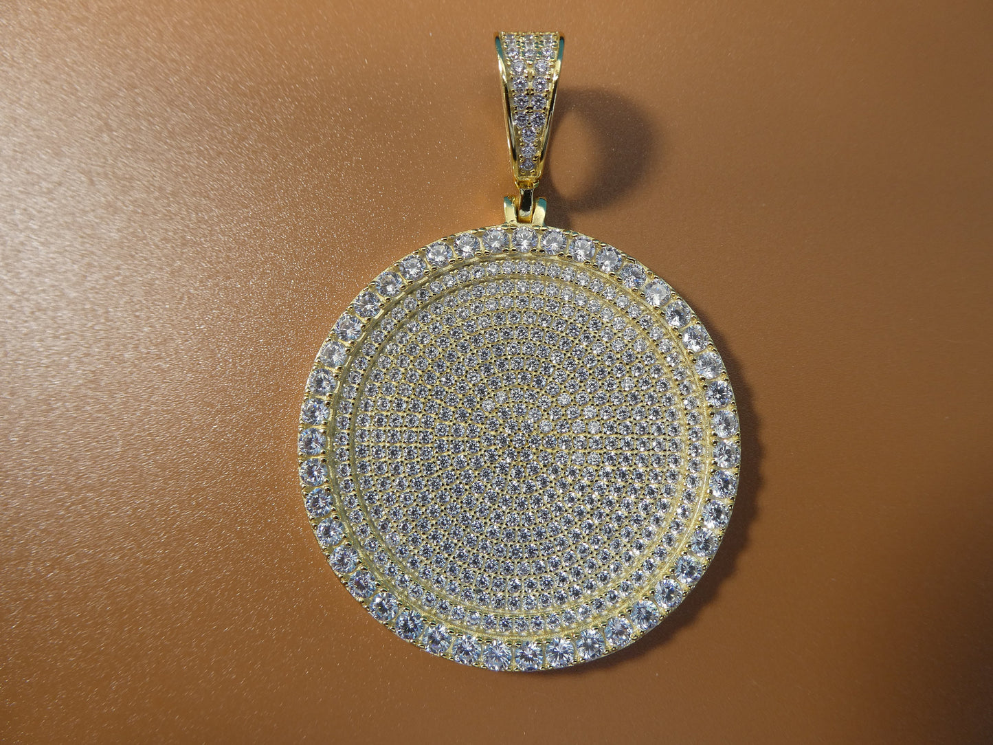real solid 925 sterling silver large full ice circle pendent