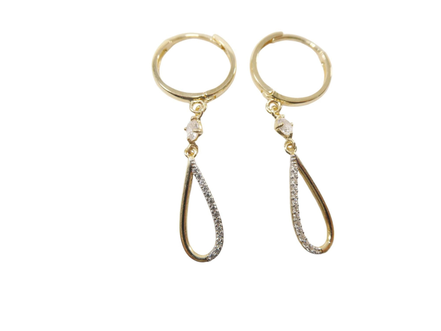 real 10k solid yellow gold teardrop hoop huggie earrings