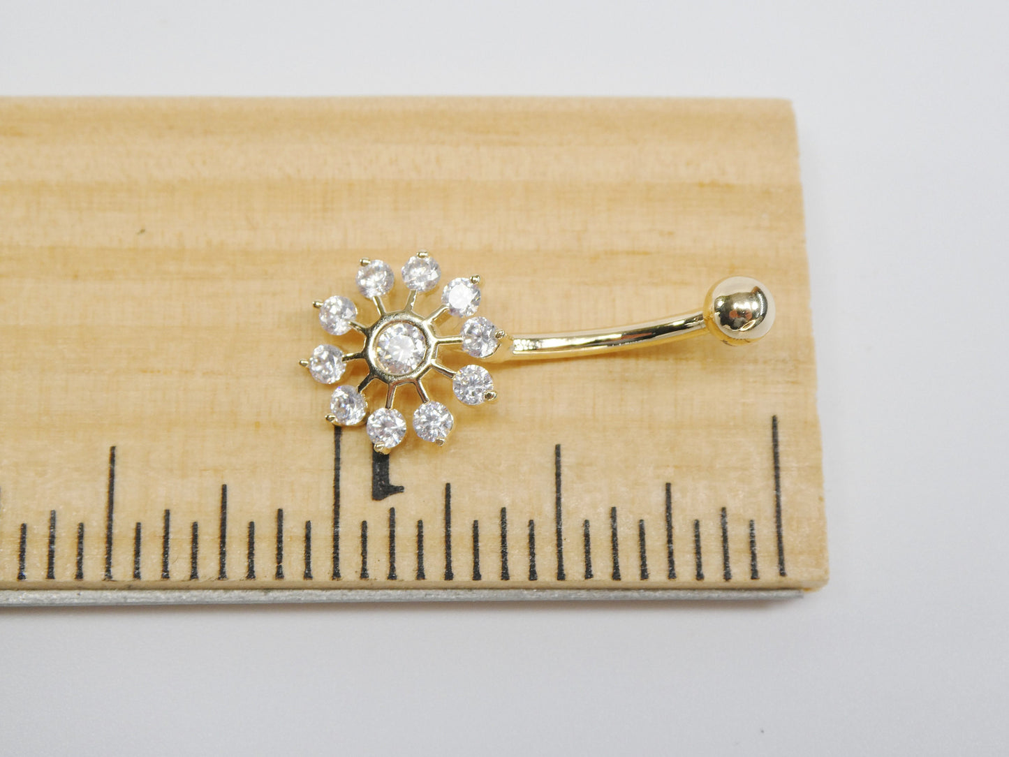 14k real solid yellow gold sun belly ring