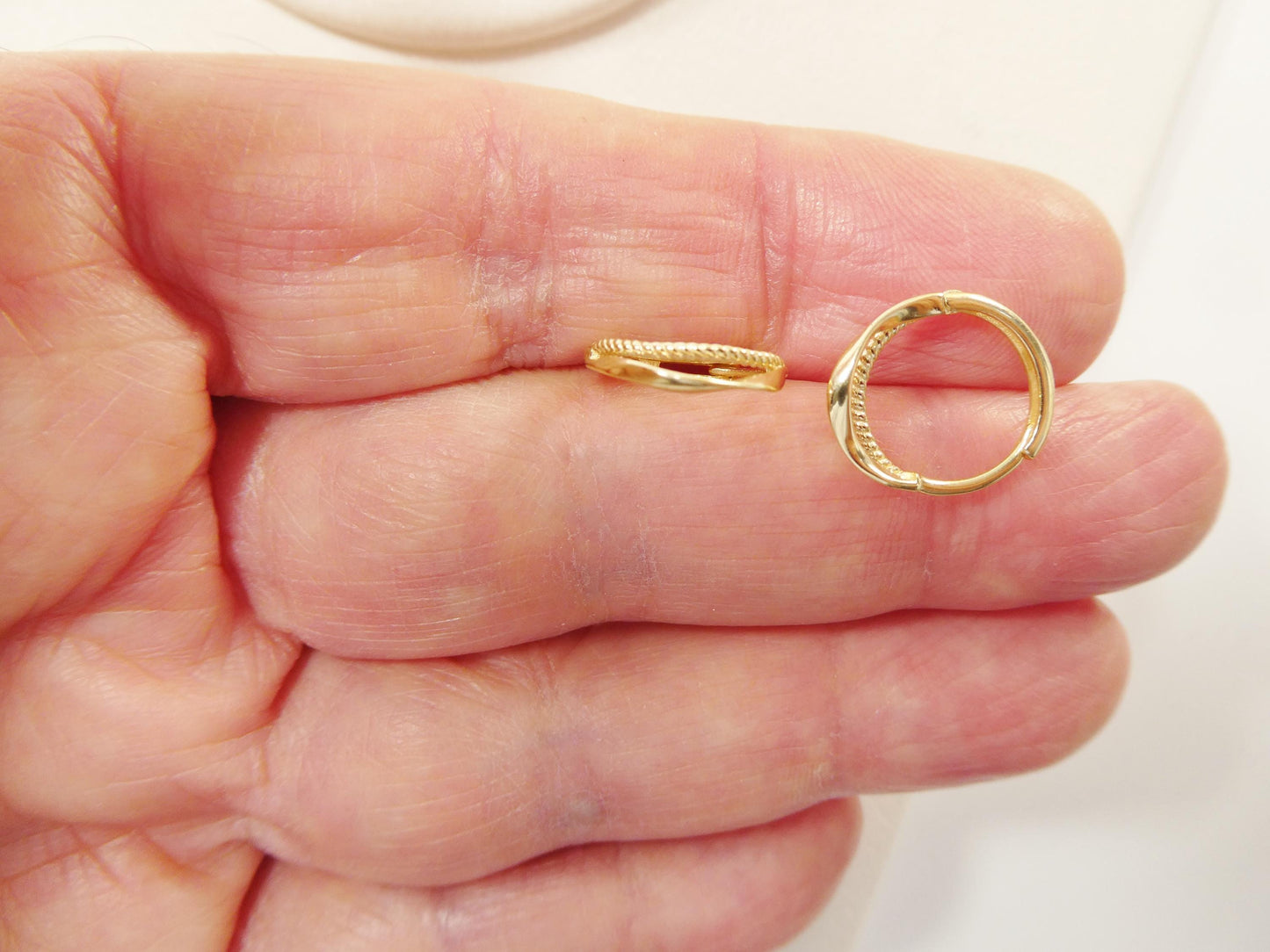 real 10k solid yellow gold designer hoop huggie earrings