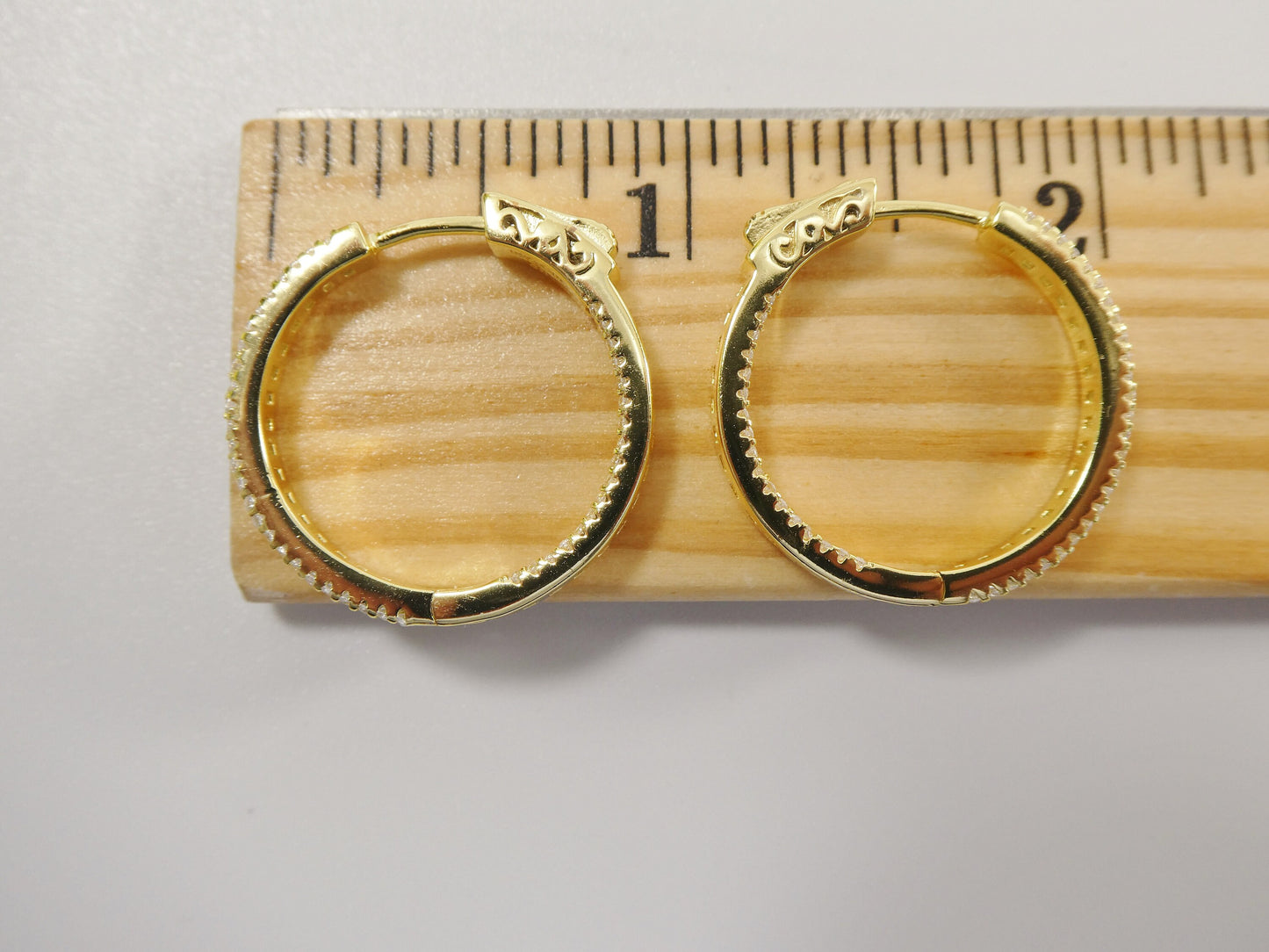 real 925 sterling silver 14k yellow gold color finish baguette setting earring