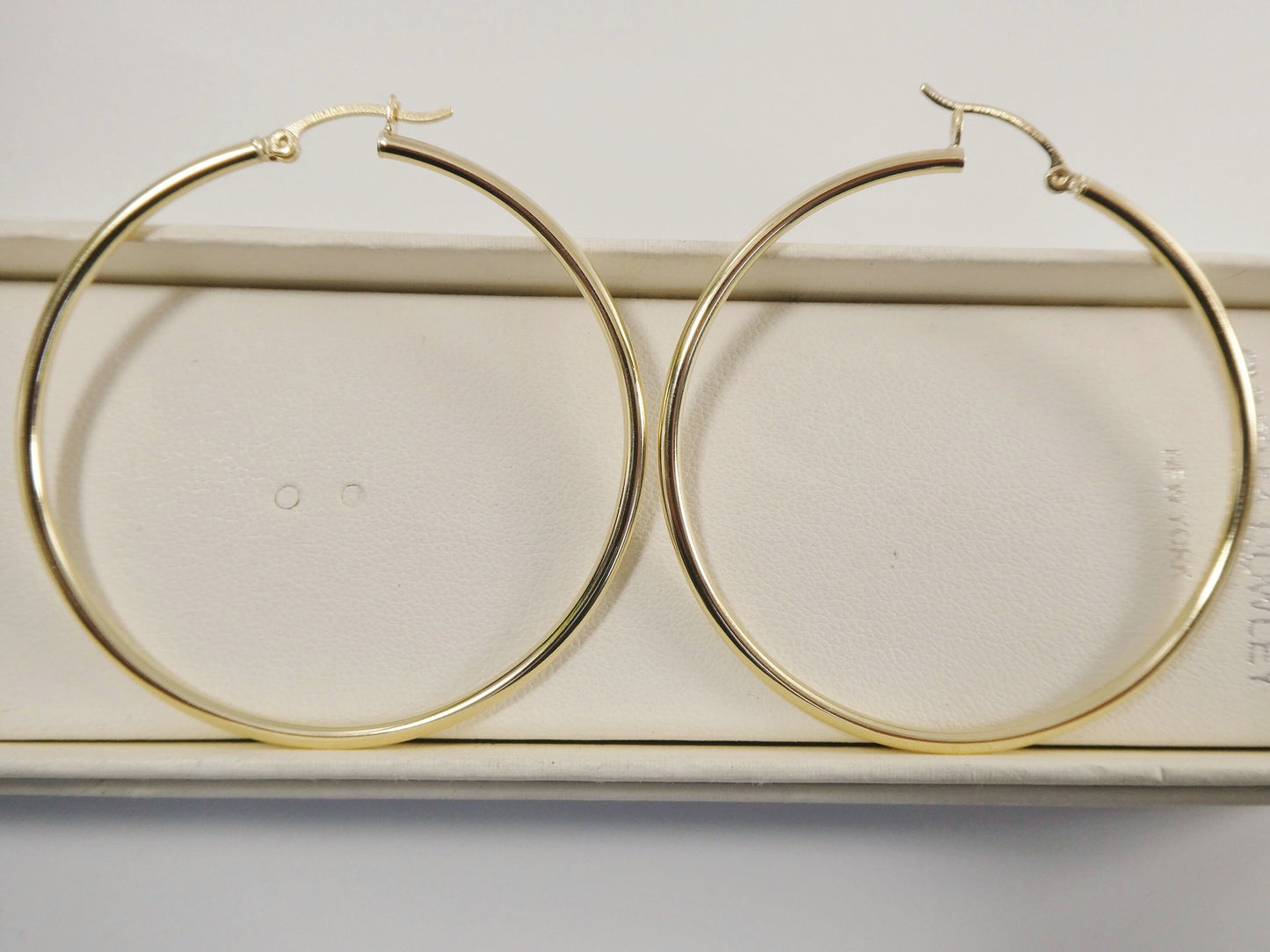 real 10k solid yellow gold plain high polish 50mm hoop earrings