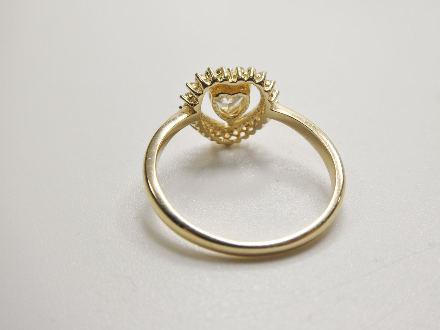 14k real solid yellow gold engagement heart cubic zirconia ring