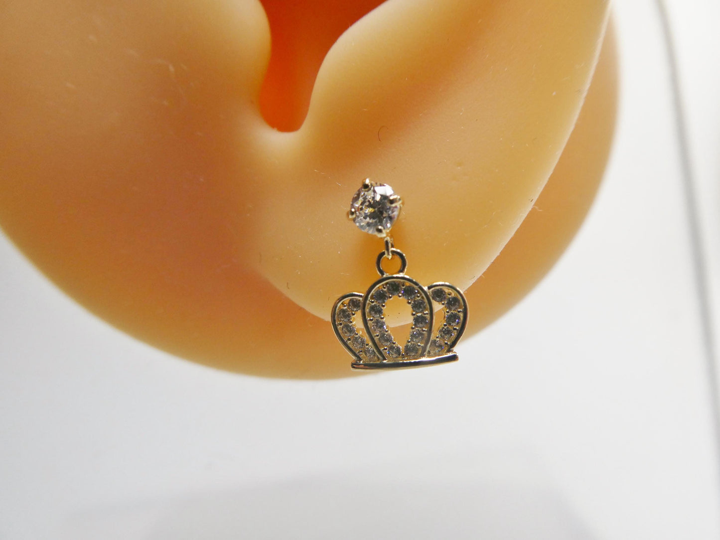 real 10k solid yellow gold crown push post earrings