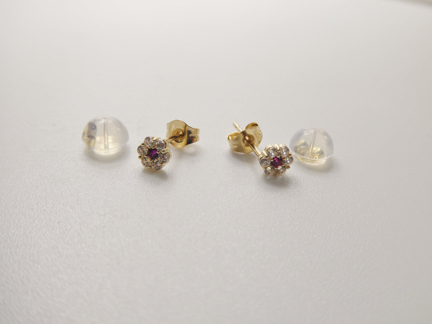 real 10k solid yellow gold tiny small flower push post stud earrings