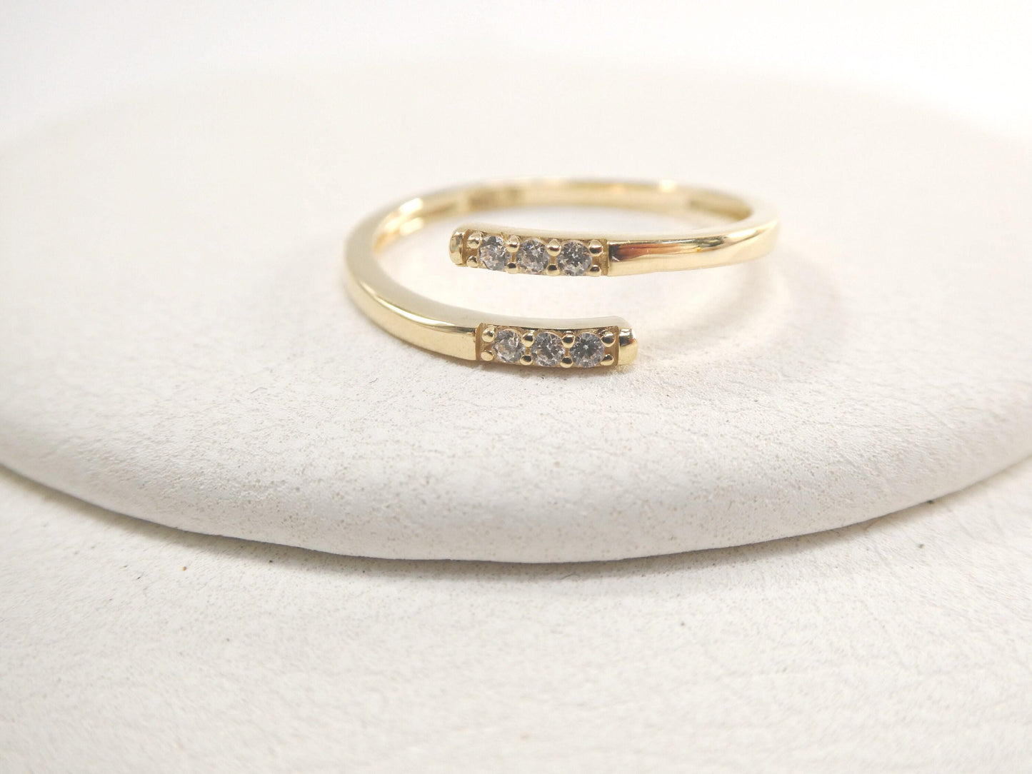 real 14k solid yellow gold women's classic micro pave setting pinky ring
