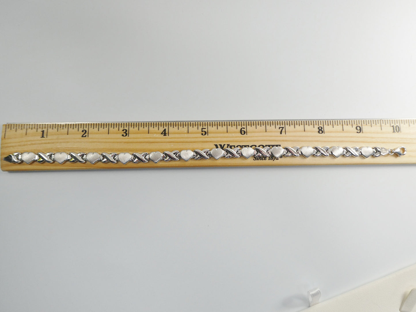 REAL 925 STERLING SILVER 6.5 / 7 / 8 / 10 inch xoxo satin heart super high polish bracelet
