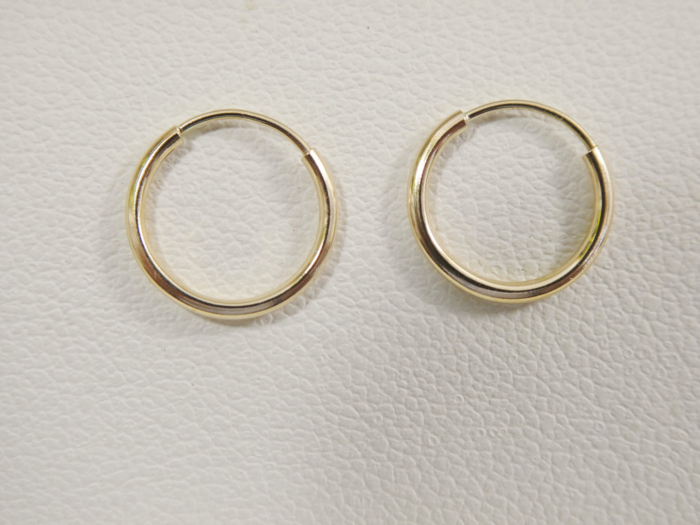 real 14k solid yellow gold 10.6mm endless small hoop lightweight hoop earring