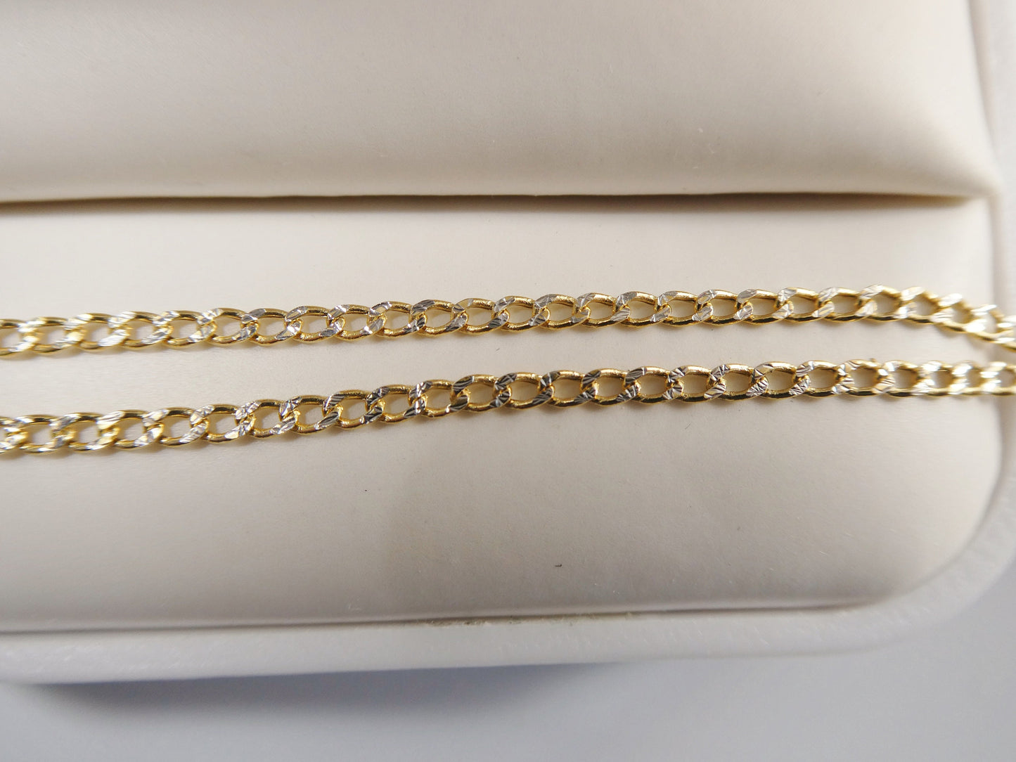 real 10k solid yellow gold two tone curb chain