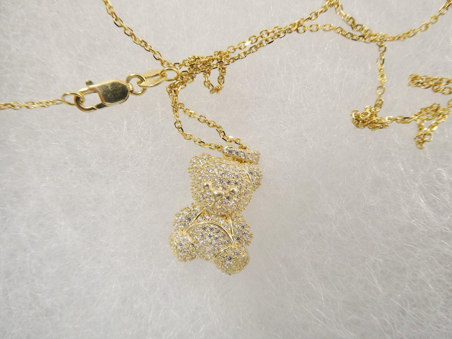 10k real solid yellow gold teddy bear pendent and 18 inch cable necklace