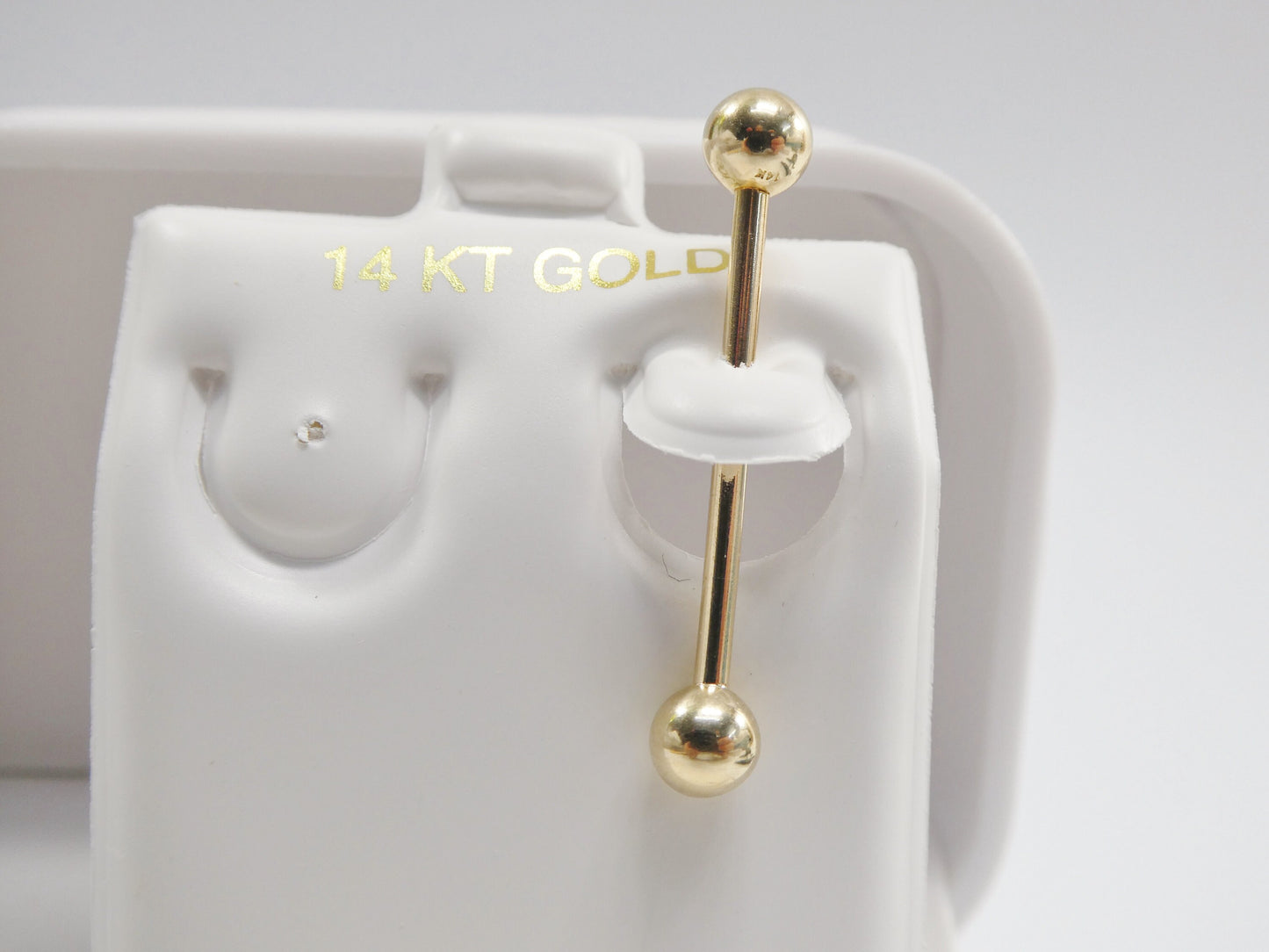 14k real solid yellow gold 20MM / 22MM straight barbell tongue belly button ring piercing