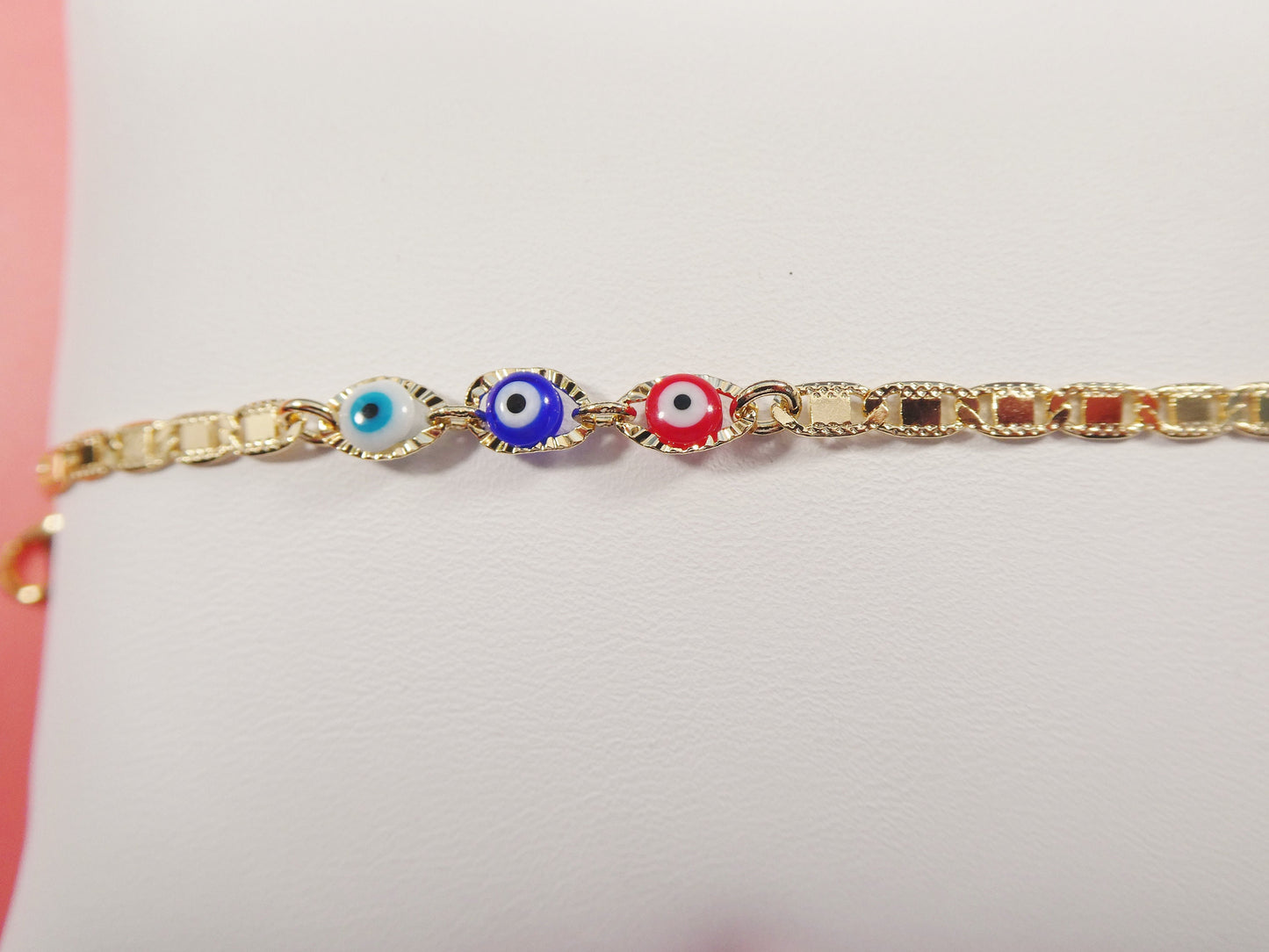 10 inch plus extension evil eye 18k gold filled ladies anklet bracelet mariner style