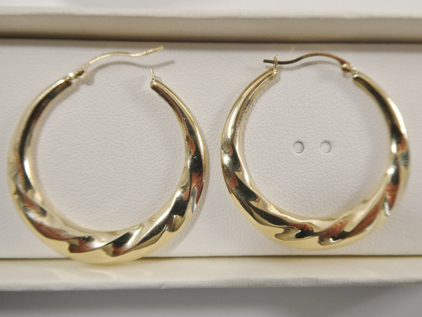 10k real solid yellow gold 32MM classic design hoop earrings