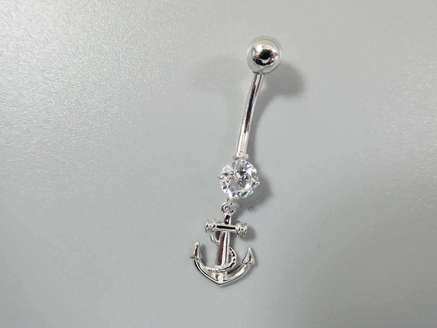 14k real solid yellow gold anchor navel belly button ring piercing