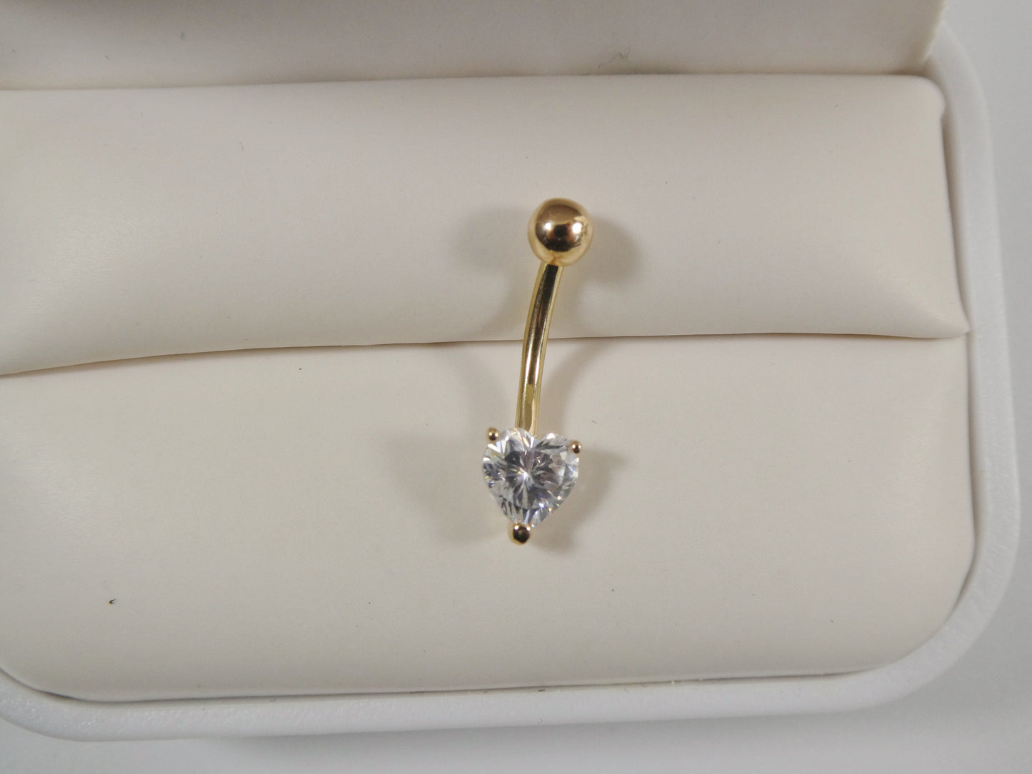 14k real solid yellow gold heart color belly ring
