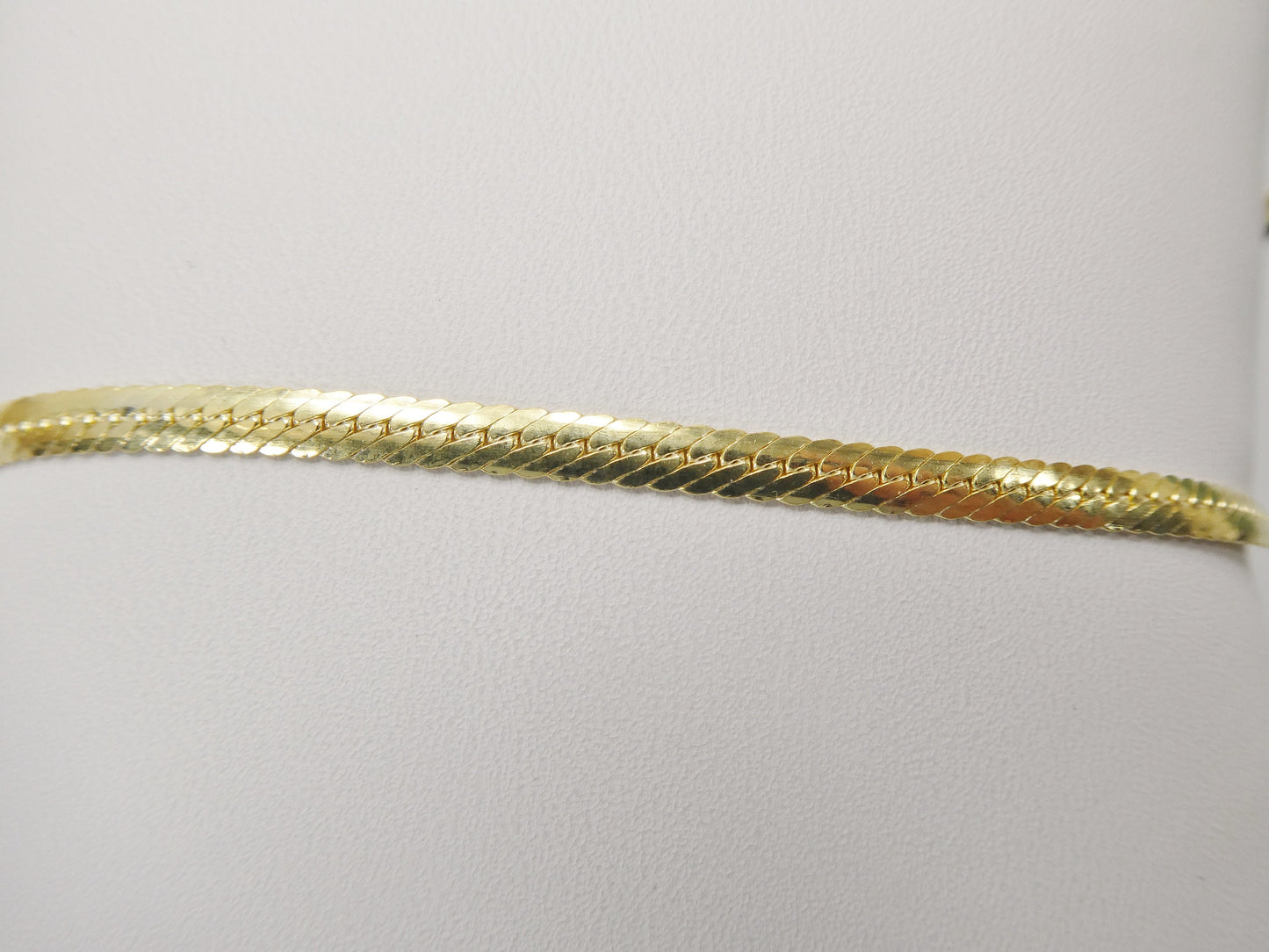 Real 925 sterling silver puff herringbone 10 inch anklet 14k yellow gold finish