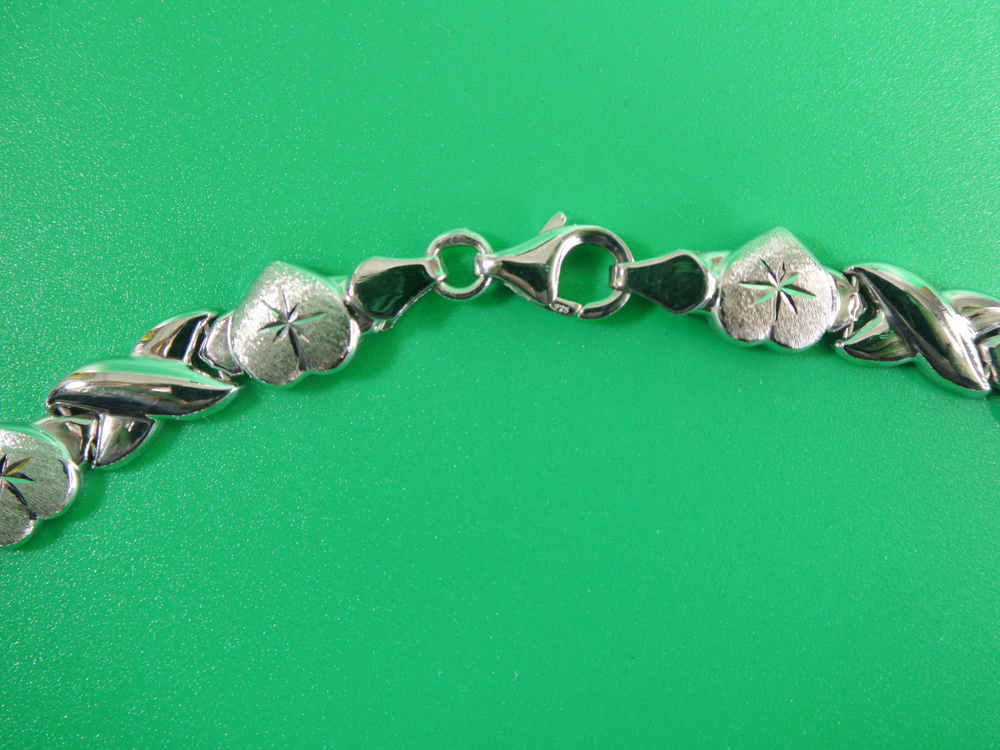 925 real sterling silver double heart set necklace and bracelet hugs and kisses stampato 14k white gold tone color