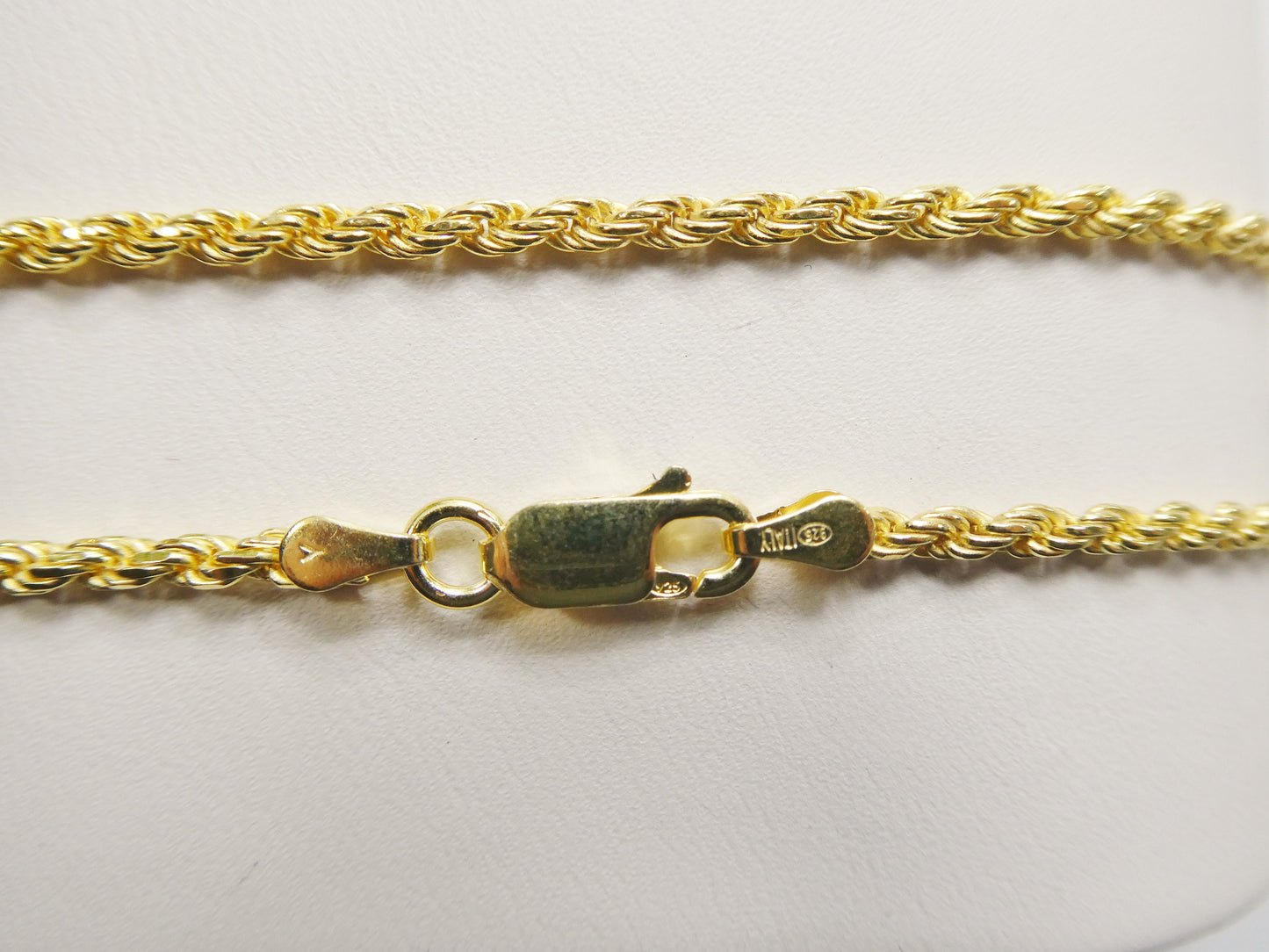 real 925 sterling silver solid rope chain 14k yellow gold finish