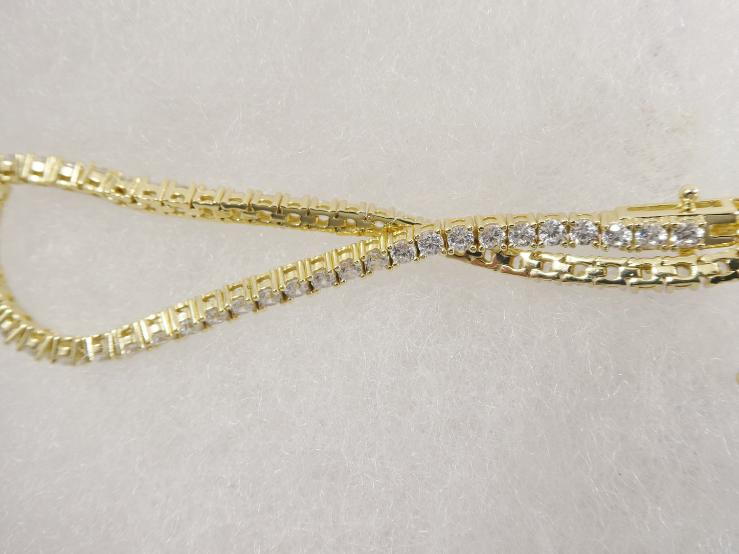 real 925 sterling silver 2.5MM 6.5 INCH tennis bracelet 14k yellow gold finish