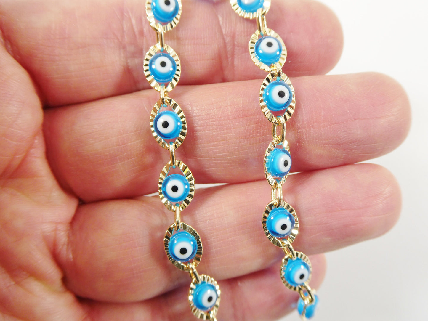 10 inch evil eye 18k gold filled ladies anklet bracelet