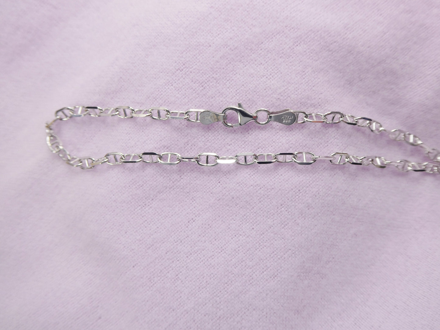 Real 925 sterling silver 10 inch mariner anklet 14k white gold finish