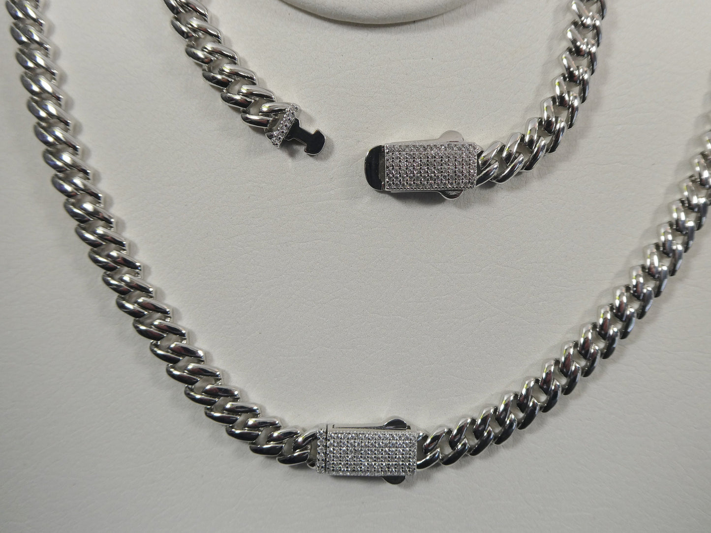 real 925 sterling silver 7mm solid Monaco style 14k white gold color finish