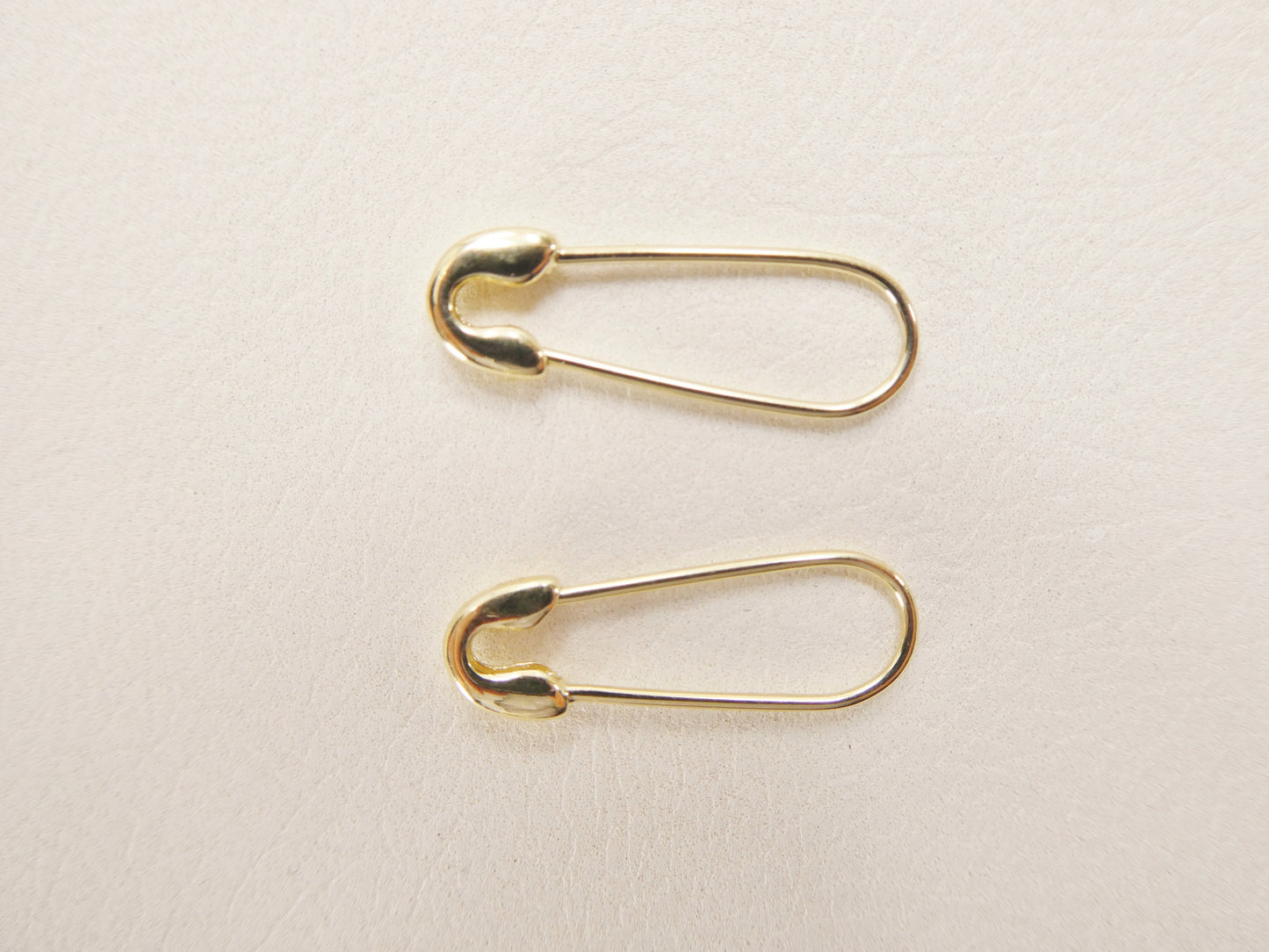 real 10k solid yellow gold safety pin dangle drop earrings