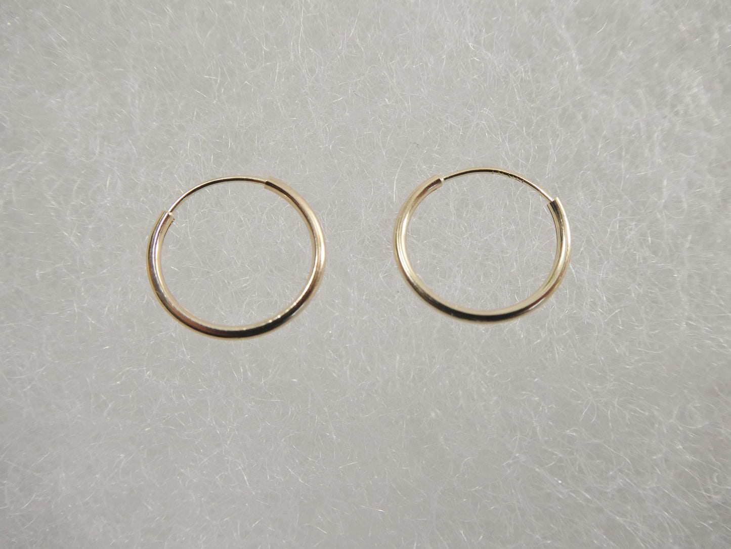 real 14k solid yellow gold 12mm endless small hoop lightweight hoop earrings